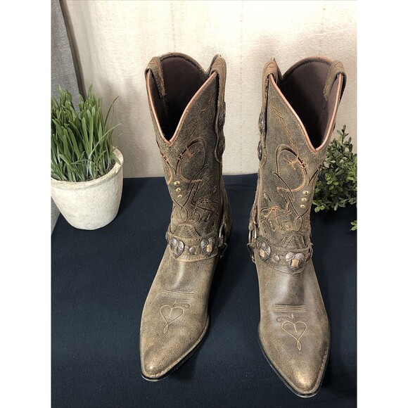 Durango Crush Distressed 11" Heart Concho Women's Size 8M Western Boots RD4155 - Picture 3 of 14